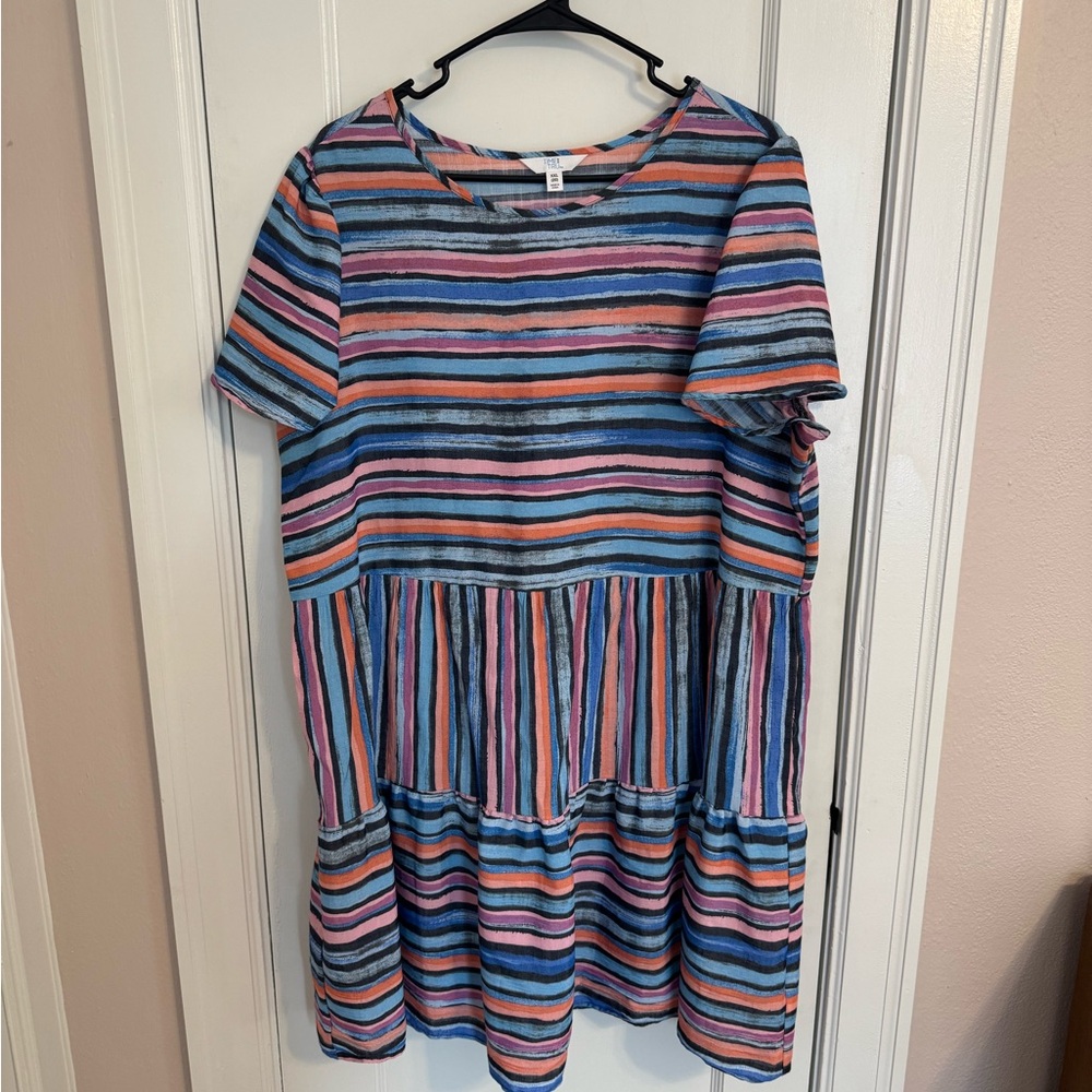 Time and Tru Striped Mini Dress - Multicolor